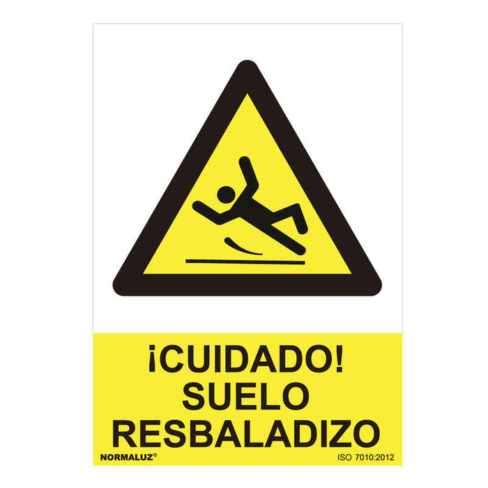 Cartel Peligro "Cuidado Suelo Resbaladizo" (Pvc 0.7mm) 30x40cm Normaluz