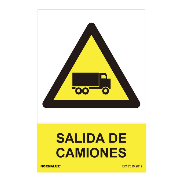 Cartel Peligro "Salida De Camiones" (Pvc 0.7mm) 30x40cm Normaluz