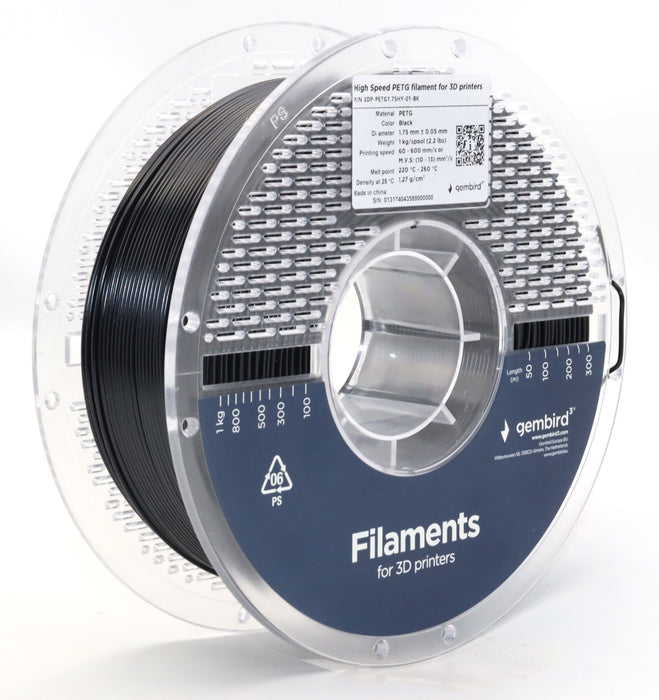 EAN 8716309131742 - Gembird 3DP-PETG1.75HY-01-BK material de impresión 3d Polietileno tereftalato glico (PETG) Negro 1 kg imagen 1