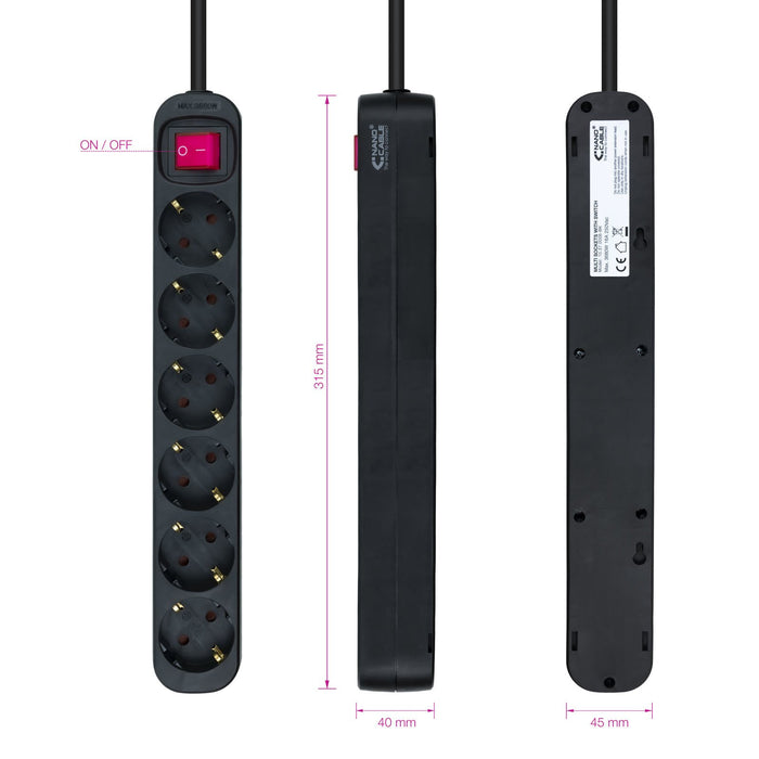 EAN 8433281010192 - Nanocable 10.37.0006-BK base múltiple 1,4 m 6 salidas AC Interior Negro imagen 3