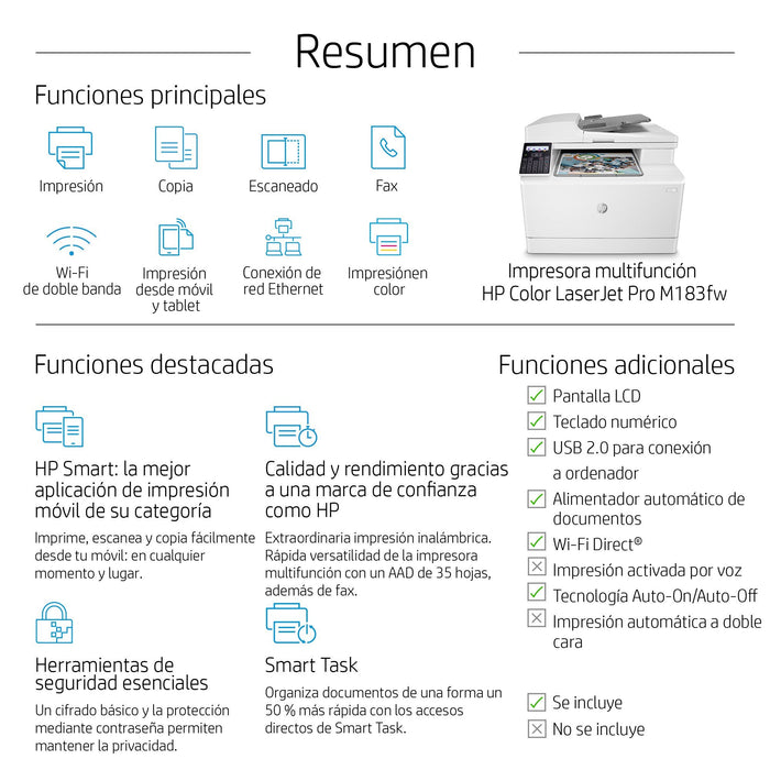 EAN 0193905485673 - HP Color LaserJet Pro MFP M183fw Laser A4 600 x 600 DPI 16 ppm Wifi imagen 17