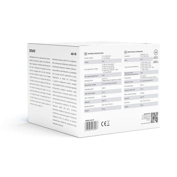 EAN 5901986049104 - Savio AD-01 WHITE ventilador Blanco imagen 5