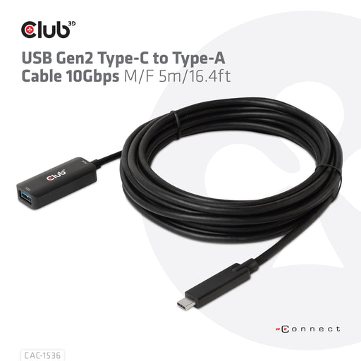 EAN 8719214472078 - CLUB3D CAC-1536 cable USB USB 3.2 Gen 2 (3.1 Gen 2) 5 m USB C USB A Negro imagen 2