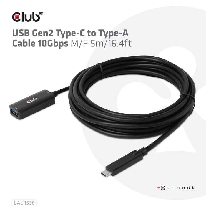 EAN 8719214472078 - CLUB3D CAC-1536 cable USB USB 3.2 Gen 2 (3.1 Gen 2) 5 m USB C USB A Negro imagen 2