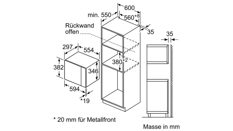 EAN 4242005038701 - Bosch BFL520MS0 microondas Negro, Acero inoxidable Microondas combinado Integrado 20 L 800 W imagen 3