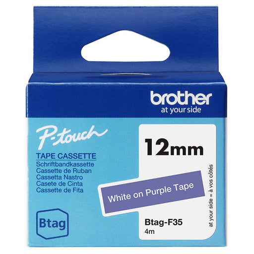 EAN 4977766836296 - Brother BTAG-F35 cinta para impresora de etiquetas Blanco sobre morado imagen 1