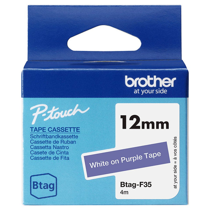 EAN 4977766836296 - Brother BTAG-F35 cinta para impresora de etiquetas Blanco sobre morado imagen 1