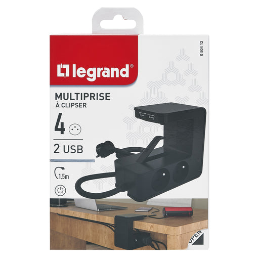 EAN 3414971161238 - Legrand 0 504 12 base múltiple 1,5 m 4 salidas AC Interior Negro imagen 2