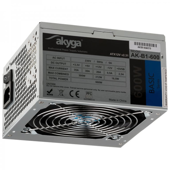 EAN 5901720130358 - Akyga AK-B1-600 unidad de fuente de alimentación 600 W 20+4 pin ATX ATX Gris imagen 1