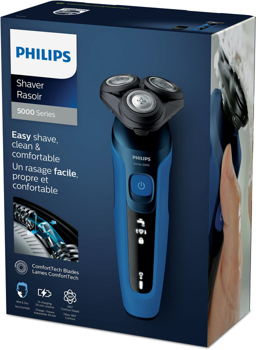 EAN 8710103993827 - Philips SHAVER Series 5000 S5466/17 afeitadora Máquina de afeitar de rotación Recortadora Negro, Azul imagen 4