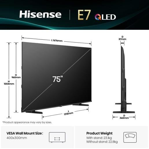 EAN 6942351418988 - Hisense 75E77Q 190,5 cm (75") 4K Ultra HD Smart TV Wifi Negro imagen 2