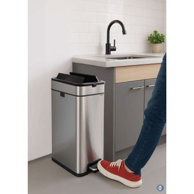 EAN 4002390095877 - MAUL 9504094 cubo de basura Rectangular Acero inoxidable Negro, Plata imagen 2