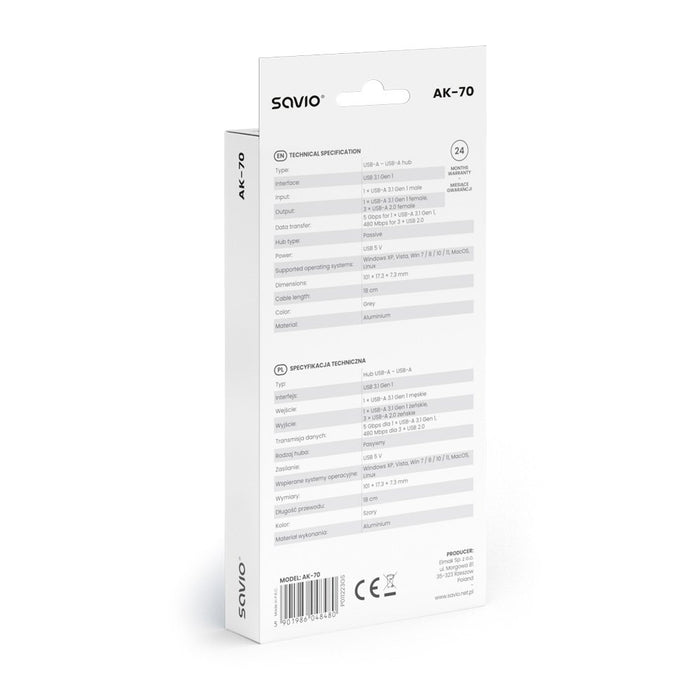 EAN 5901986048480 - Savio AK-70 hub de interfaz imagen 8