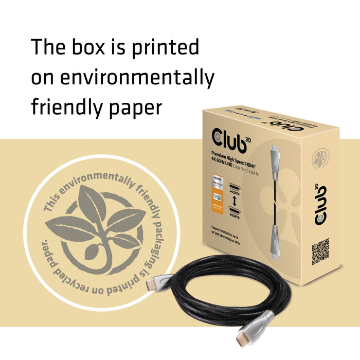 EAN 0841615100569 - CLUB3D HDMI™ 2.0 High Speed Cable 3Meter UHD 4K/60Hz cable HDMI 3 m HDMI tipo A (Estándar) Negro, Plata imagen 9