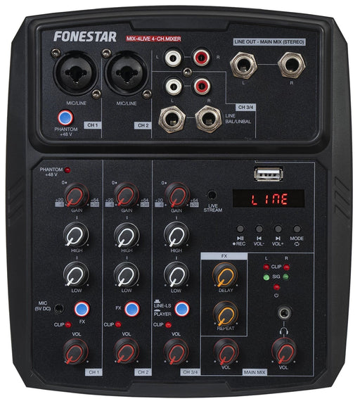 EAN 8422521014625 - Fonestar MIX-4LIVE mezclador DJ 4 canales 20 - 20000 Hz Negro imagen 1