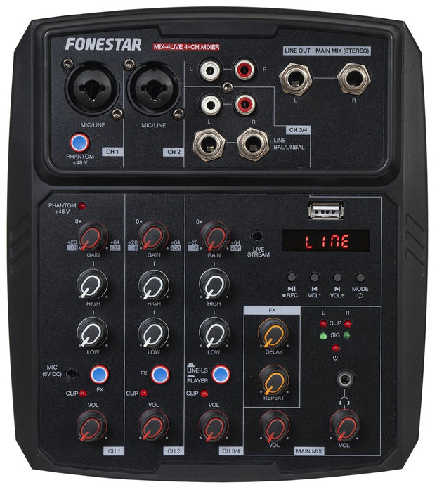 EAN 8422521014625 - Fonestar MIX-4LIVE mezclador DJ 4 canales 20 - 20000 Hz Negro imagen 1