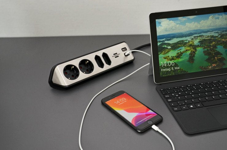 EAN 4007123668076 - Brennenstuhl 1153590410 base múltiple 2 m 4 salidas AC Interior Negro, Plata imagen 9