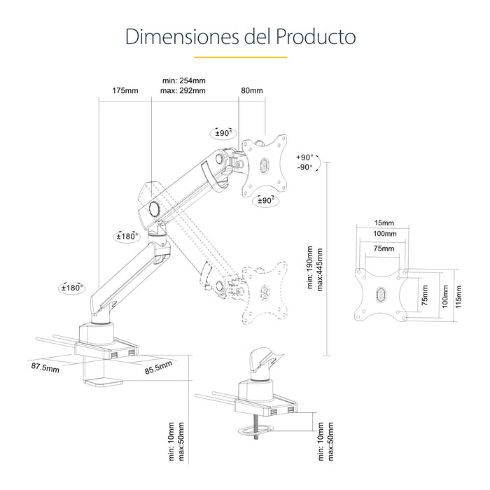EAN 0065030888356 - StarTech.com ARMSLIM2USB3 soporte para monitor 86,4 cm (34") Escritorio Negro imagen 15