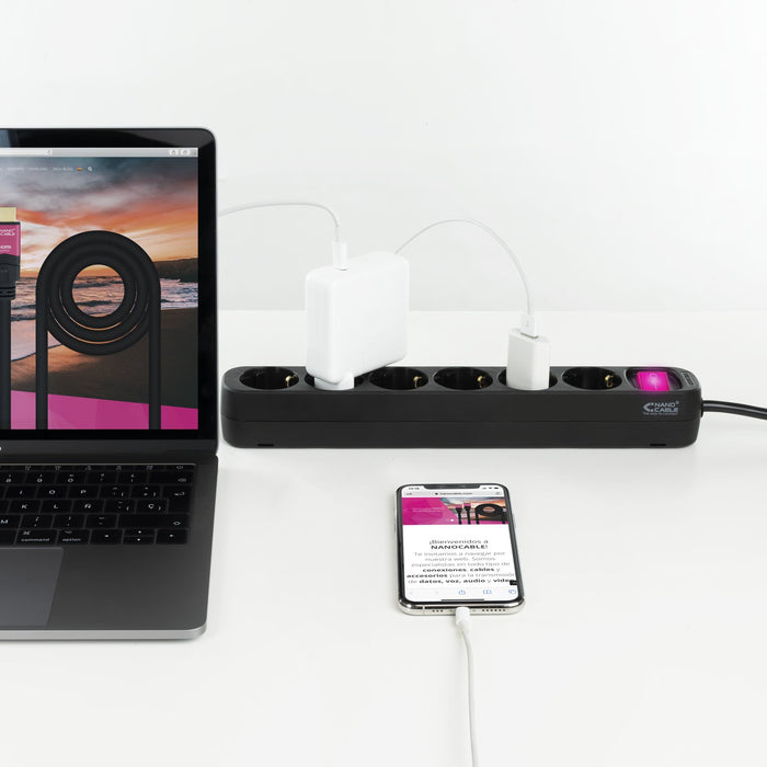 EAN 8433281010192 - Nanocable 10.37.0006-BK base múltiple 1,4 m 6 salidas AC Interior Negro imagen 5