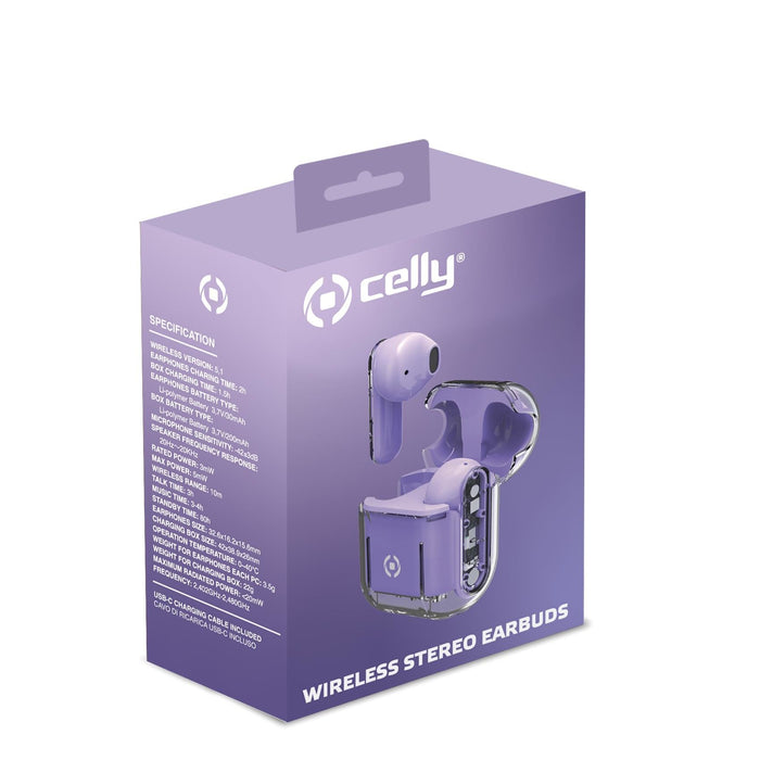EAN 8021735201977 - Celly SHEER Auriculares True Wireless Stereo (TWS) Dentro de oído Llamadas/Música Transparente, Violeta imagen 3