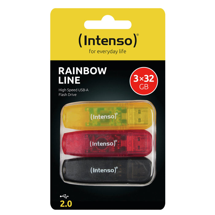 EAN 4034303031924 - Intenso Rainbow 3x32GB Yellow/Red/Black unidad flash USB USB tipo A 2.0 Transparente imagen 4
