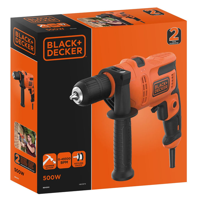 EAN 5035048704219 - Black & Decker BEH200-QS taladro 2900 RPM Negro, Naranja imagen 8