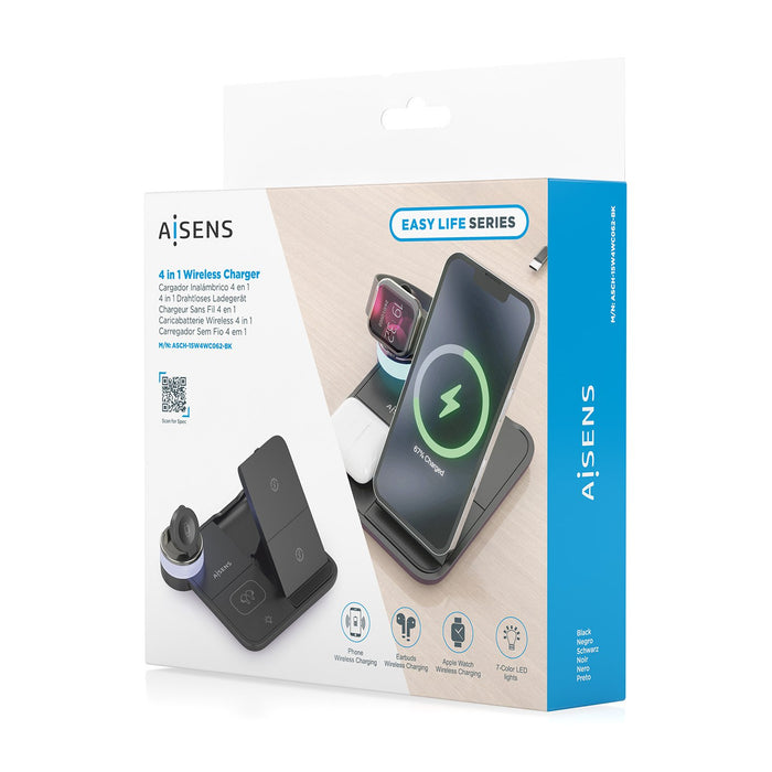 EAN 8435739903490 - AISENS ASCH-15W4WC062-BK cargador de dispositivo móvil Auriculares, Smartphone, Reloj inteligente Cargado imagen 8