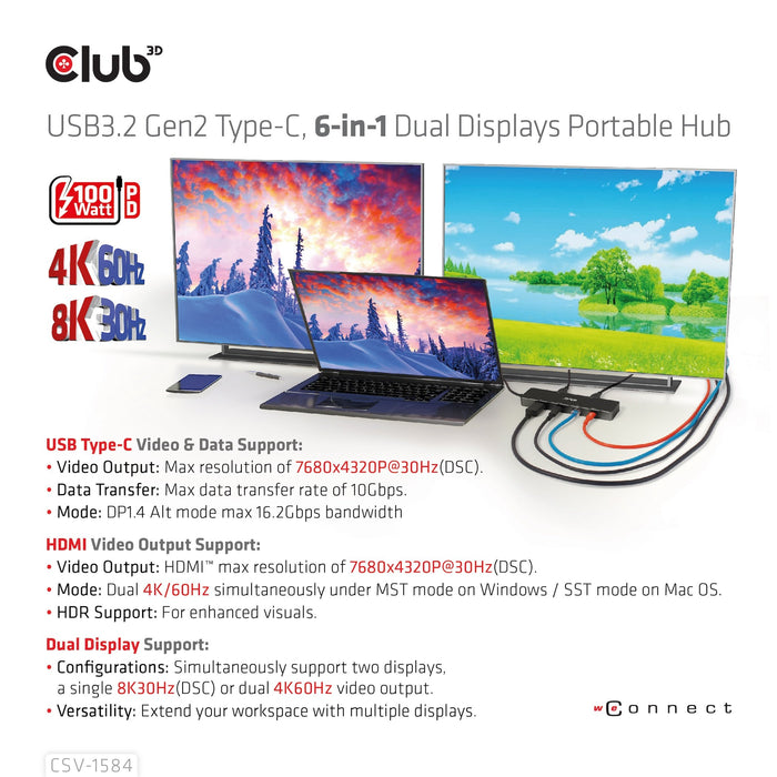 EAN 8719214472818 - CLUB3D CSV-1584 base para portátil y replicador de puertos Alámbrico USB 3.2 Gen 2 (3.1 Gen 2) Type-C Neg imagen 17