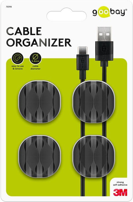 EAN 4040849703980 - Goobay 70398 organizador de cables Escritorio/pared Soporte para cables Negro 4 pieza(s) imagen 9