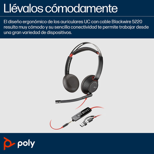 EAN 0197497174328 - Poly Blackwire C5220 USB-C Headset +Inline Cable (Bulk) Alámbrico Diadema Oficina/Centro de llamadas USB  imagen 2
