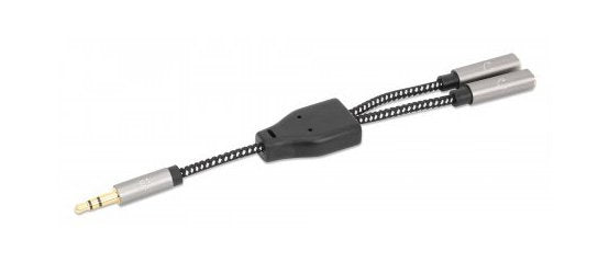 EAN 0766623356114 - Manhattan 356114 cable de audio 0,15 m 3,5mm 2 x 3.5mm Negro, Plata imagen 3