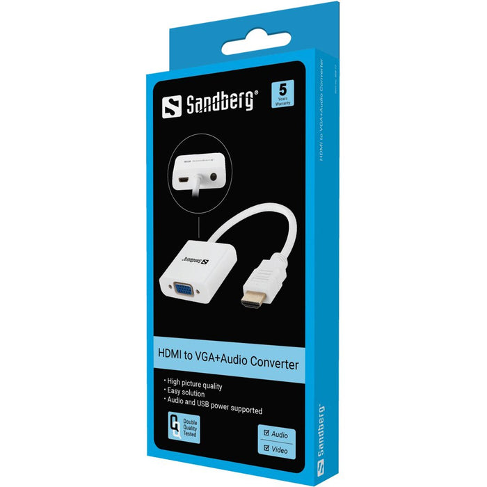 EAN 5705730508776 - Sandberg 508-77 adaptador de cable de vídeo HDMI tipo A (Estándar) VGA (D-Sub) + 3,5mm Blanco imagen 3