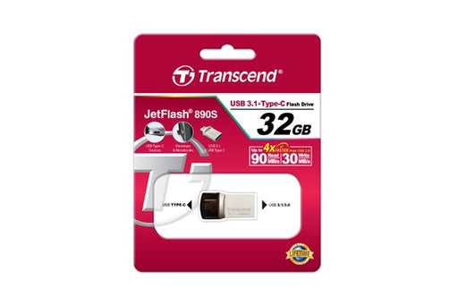EAN 0760557833529 - Transcend JetFlash 890 32GB unidad flash USB USB Type-A / USB Type-C 3.2 Gen 1 (3.1 Gen 1) Negro, Plata imagen 2