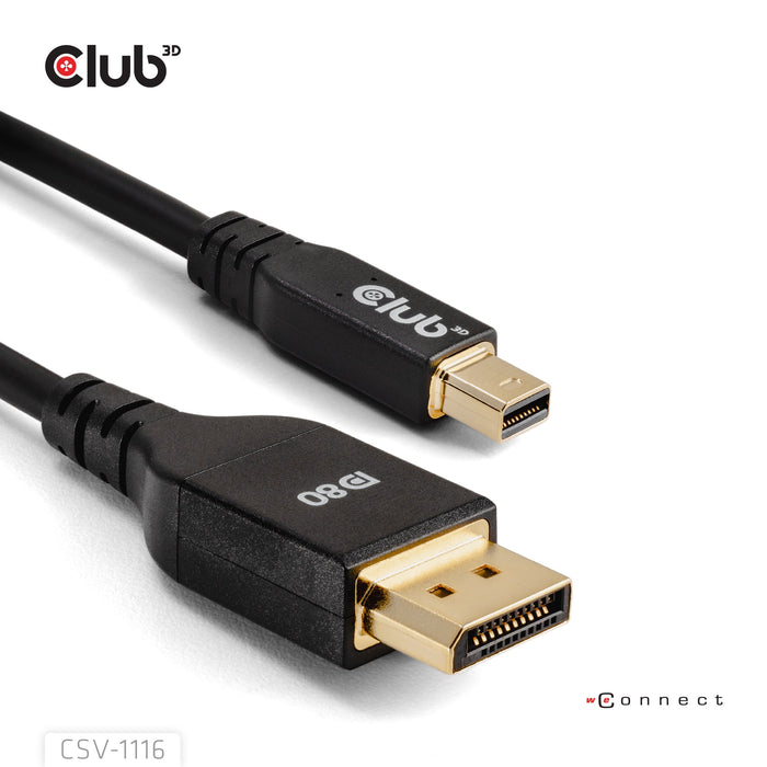 EAN 8719214473105 - CLUB3D MINIDISPLAYPORT TO DISPLAYPORT DP80 BIDIRECTIONAL VESA CERTIFIED CABLE 1M/3.28FT - Kabel - Digital imagen 4
