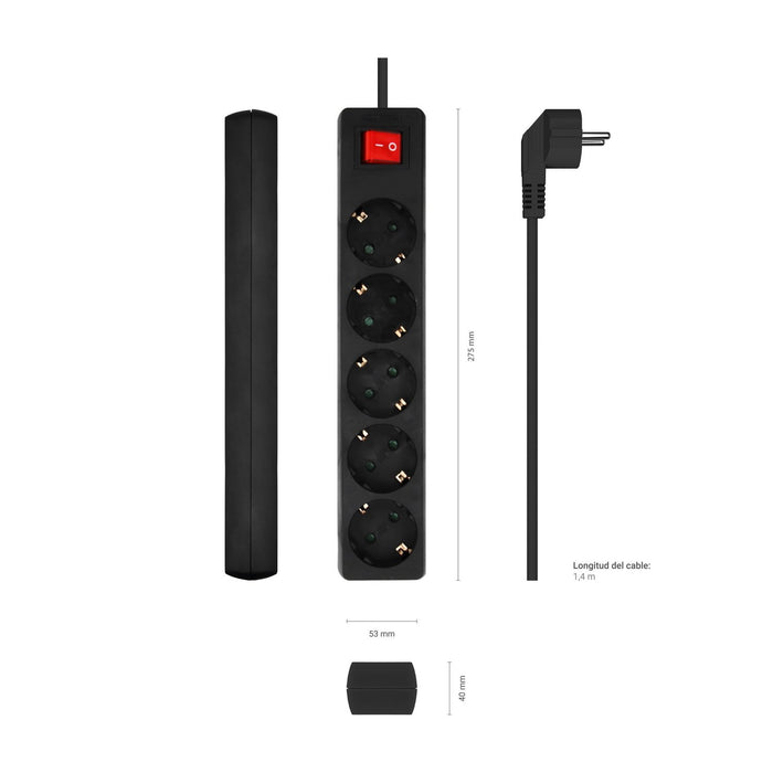EAN 8436574707717 - AISENS A154-0652 base múltiple 1,4 m 5 salidas AC Interior imagen 3