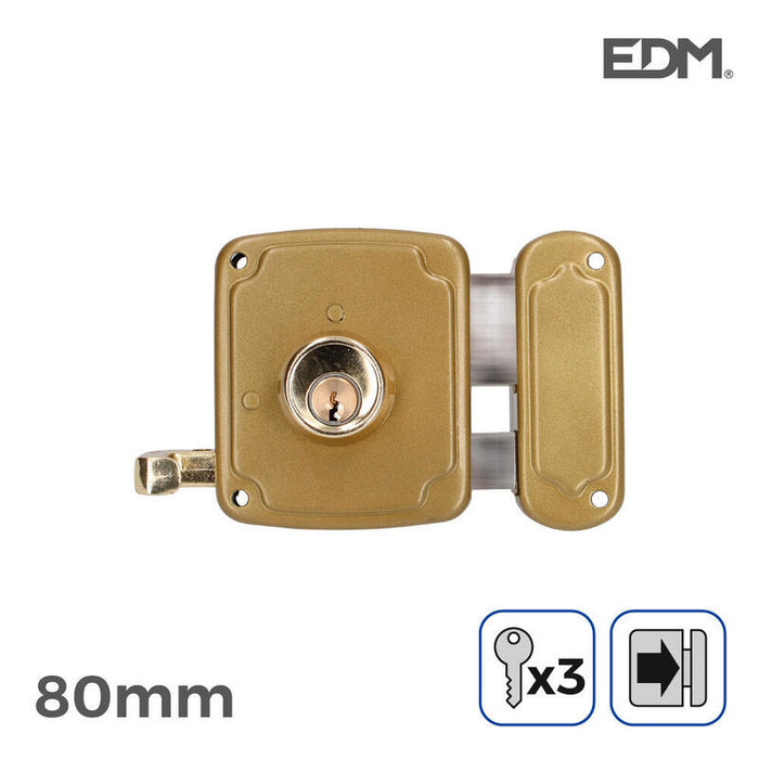 Cerradura Derecha 80mm 3 Llaves Incluidas Edm