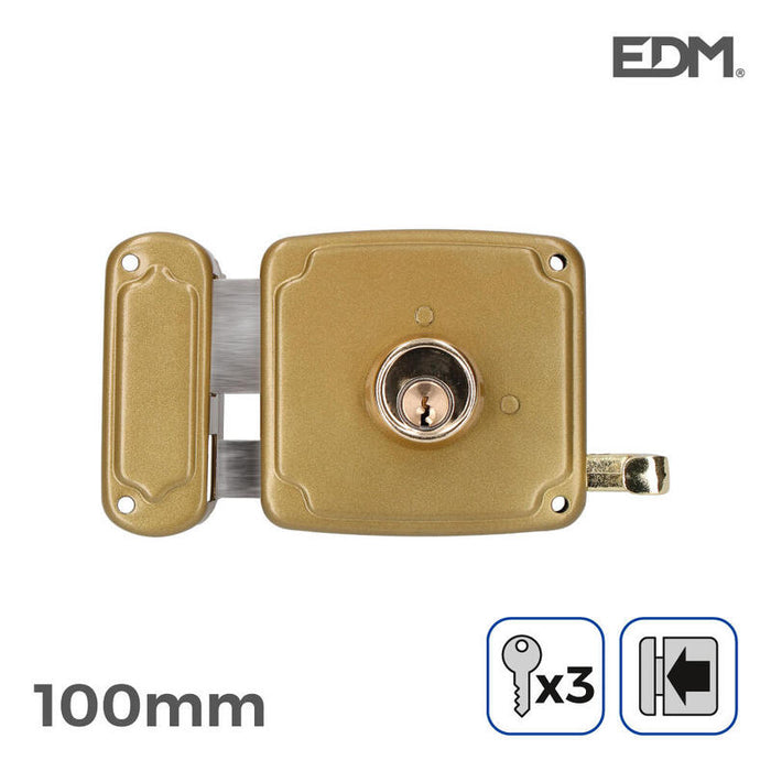 Cerradura Izquierda 100mm 3 Llaves Incluidas Edm