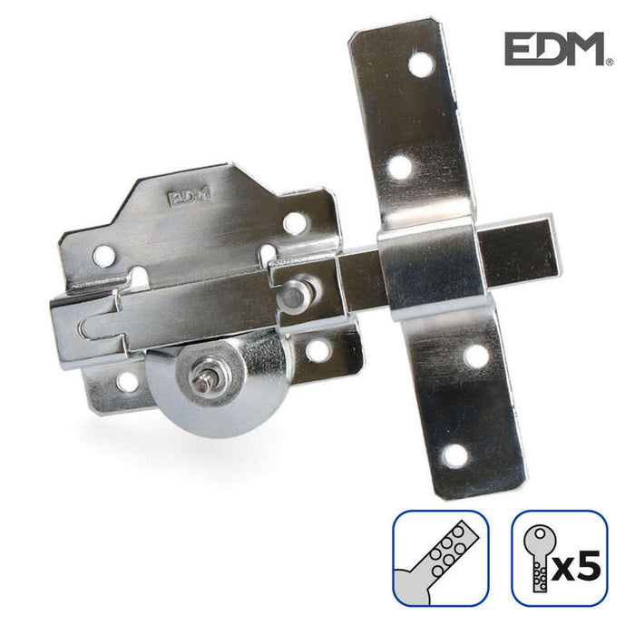 Cerrojo De Superficie Color Niquel Con Cilindro Redondo Seguridad Y Pestillo Apertura Edm