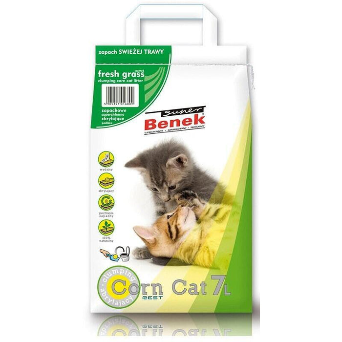 Certech Super Benek Corn Cat Hierba Fresca - Lecho De Maíz Aglomerado 7 L