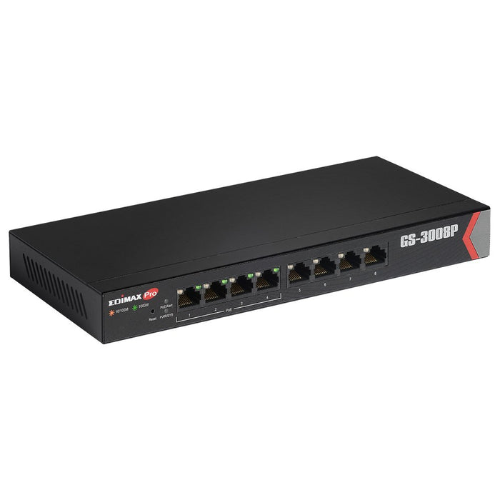 EAN 4717964702814 - Edimax GS-3008P switch Gestionado Gigabit Ethernet (10/100/1000) Energía sobre Ethernet (PoE) Negro imagen 3