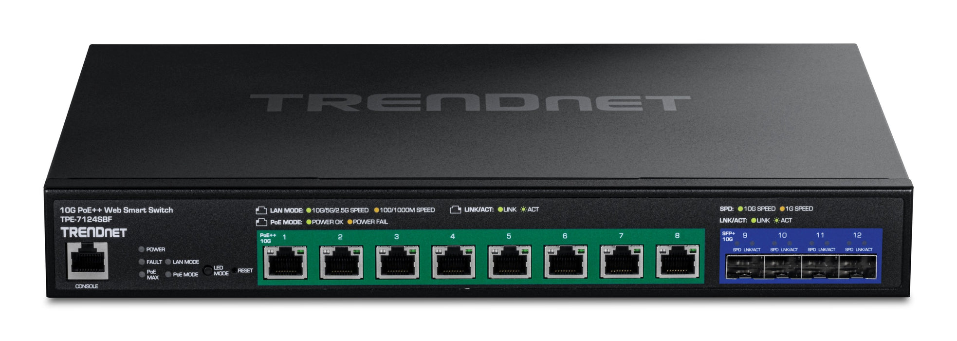 EAN 0710931162929 - Trendnet TPE-7124SBF switch Gestionado 10G Ethernet (100/1000/10000) Energía sobre Ethernet (PoE) Negro imagen 2