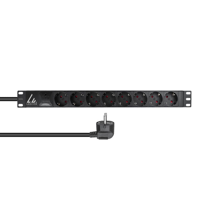 EAN 5715063046876 - Lanview LVR-3MSCH-SPD-SCH8 unidad de distribución de energía (PDU) 8 salidas AC 1U Negro imagen 1