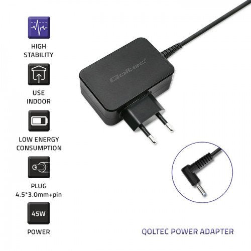EAN 5901878510330 - Qoltec 51033 adaptador e inversor de corriente Interior 45 W Negro imagen 3