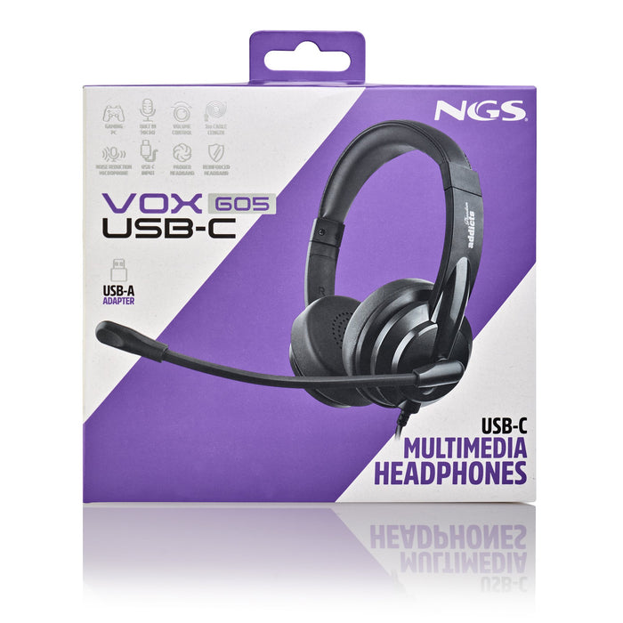 EAN 8435430626667 - NGS VOX605 USB-C Auriculares Alámbrico Diadema Llamadas/Música USB Tipo C Negro imagen 6