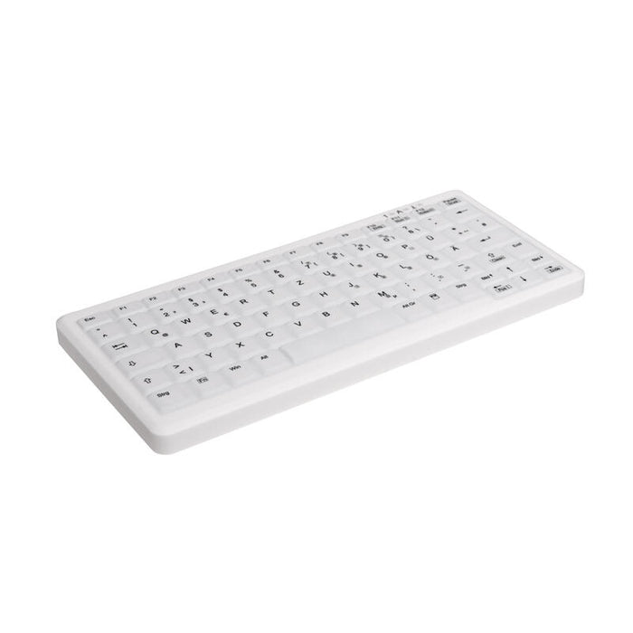 Cherry Ak-C4110 Teclado (Aleman) Higiénico Inalámbrico Desinfectable En Diseño De Cuaderno Blanco