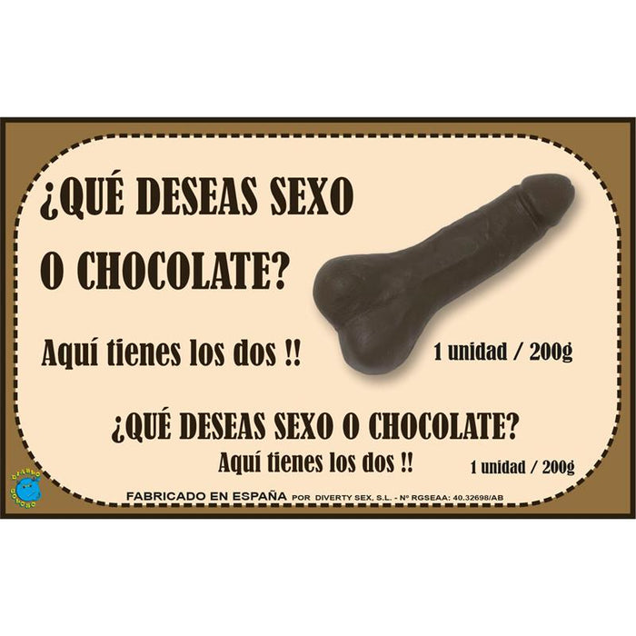 Chocolatina Chocolate Puro Forma De Pene 200 Gr