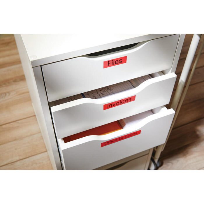 Cinta Rotuladora Autoadhesiva Dymo D1 12mm X 7 Metros De Longitud Para Rotuladoras Label Manager, Negro Sobre Rojo