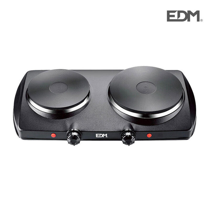 Cocina Electrica Negra 1400w 2 Fuegos Ce/A13 46,5x26x8,5cm Edm