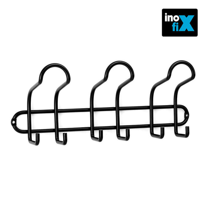 Colgador Acero 3 Ganchos Triples Negro Mate Inofixcolgador Acero 3 Ganchos Triples Negro Inofix