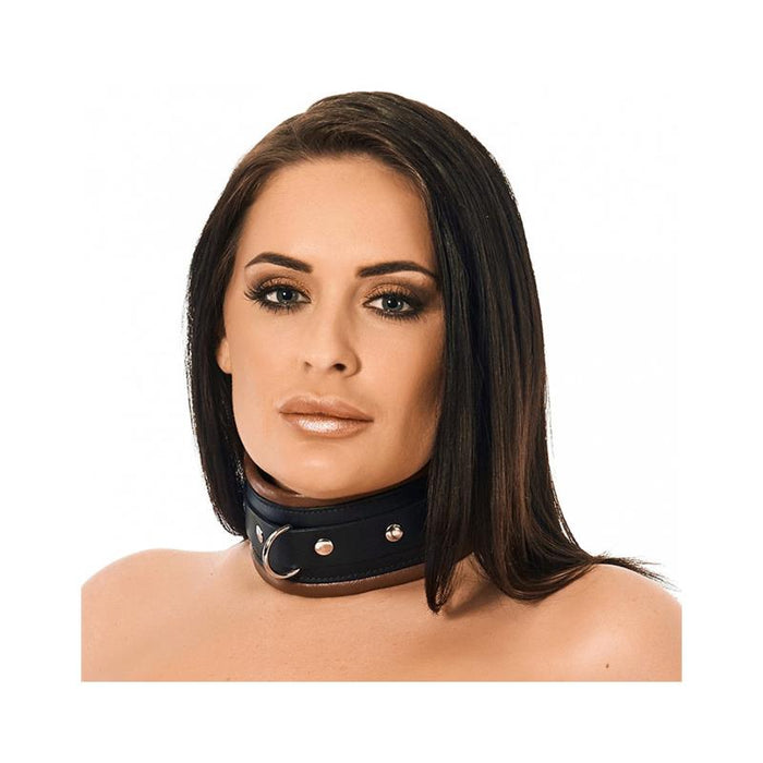 Collar Ancho Cuero Negro Y Marrón Talla (Interno):S/M